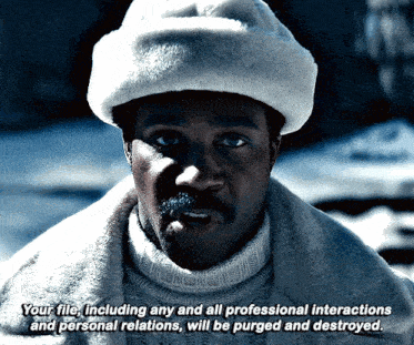 a man wearing a fur hat and a sweater says your file including any and all professional interactions and personal relations