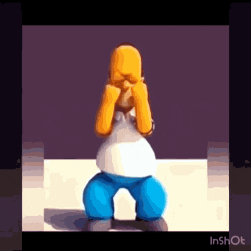 homer simpson from the simpsons is covering his face with his hands