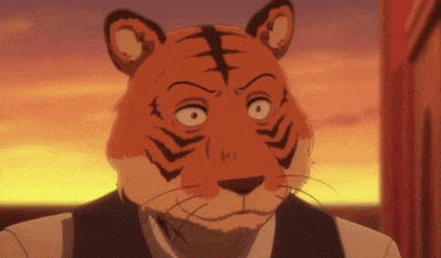 a close up of a cartoon tiger 's face