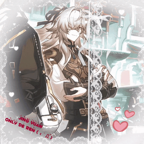 a picture of a man with long white hair and the words only de ren