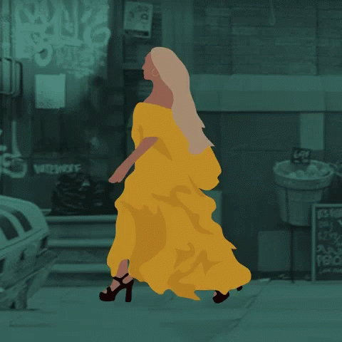 Walking Beyonce GIF - Walking Beyonce Yellow Dress GIFs