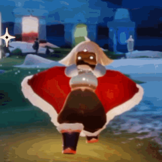 a cartoon character is wearing a red cape and holding a cupcake .