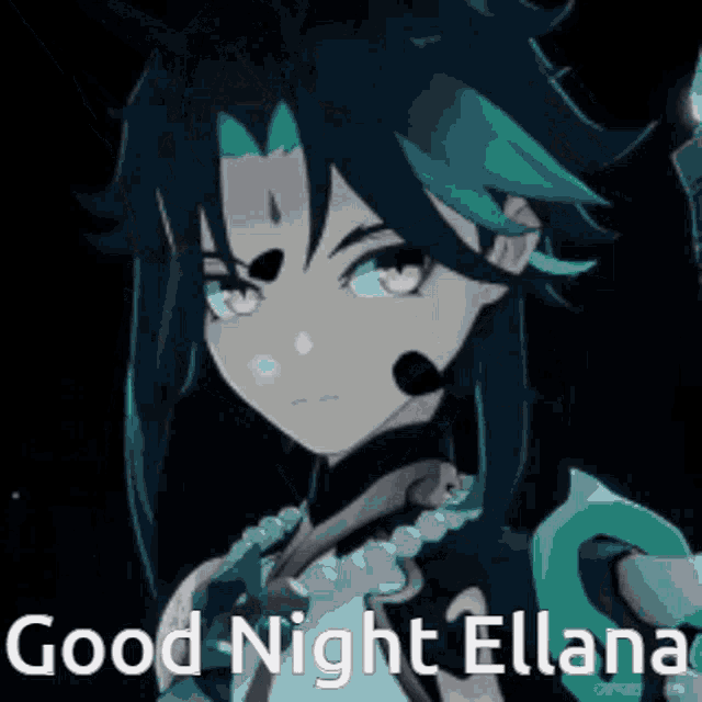 a cartoon character with a microphone and the words `` good night ellana '' .