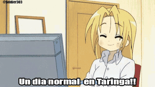 a cartoon of a girl sitting in front of a computer with the caption un dia normal en taringa