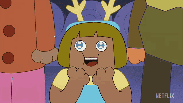 a cartoon of a girl with antlers and a netflix logo on the bottom right