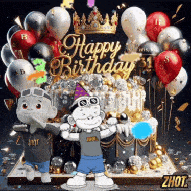 a birthday cake with a crown and the words happy birthday on it