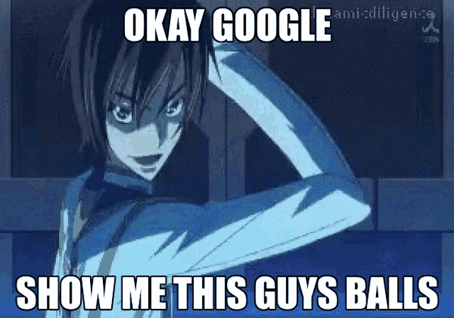 a cartoon character says okay google show me this guy 's balls