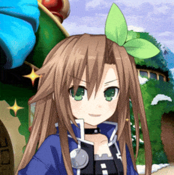 a girl with a green leaf in her hair