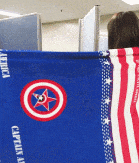 a captain america flag with a red white and blue star