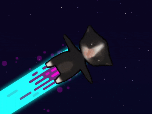 a cartoon of a dog flying through space