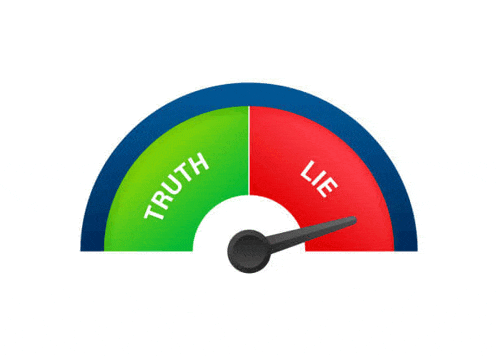 a speedometer showing truth and lie on a white background .