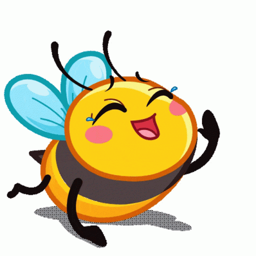 a cartoon drawing of a bee with a tear coming out of its eye