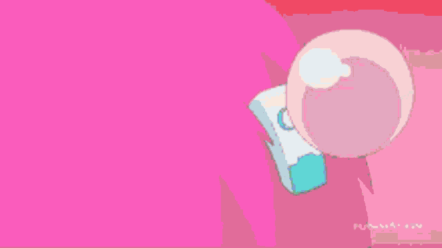 a pixel art drawing of a hand reaching out towards a pink background
