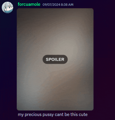 a screenshot of a message from forcuamole with a spoiler button