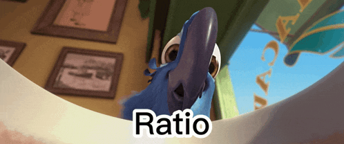 a picture of a blue bird with the word ratio written below it