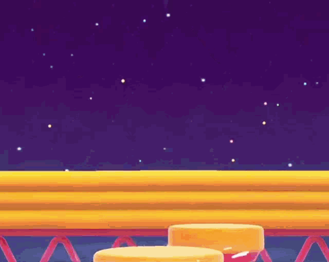 a video game scene with a purple background and a few lights coming out of it