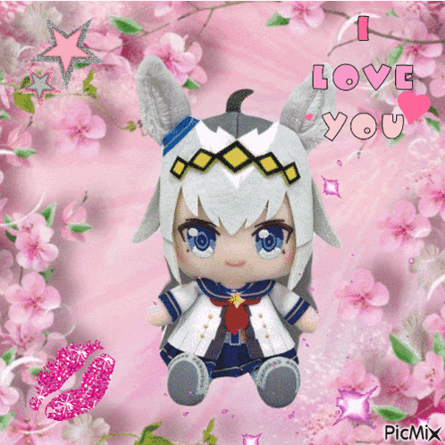 a picture of a stuffed animal with the words " i love you " on it