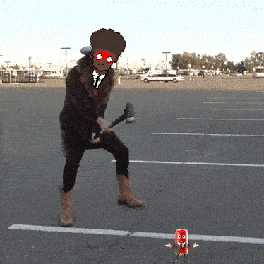a pixel art drawing of a man with a hammer