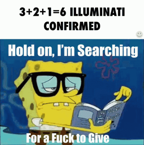 a cartoon of spongebob reading a book with the caption 3 + 2 + 1 = 6 illuminati confirmed hold on