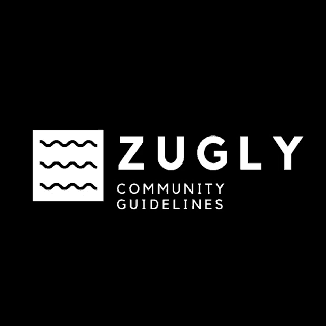 a black and white logo for a company called zugly community guidelines