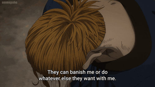 a cartoon of a man with the words " they can banish me or do whatever else they want with me " on the bottom
