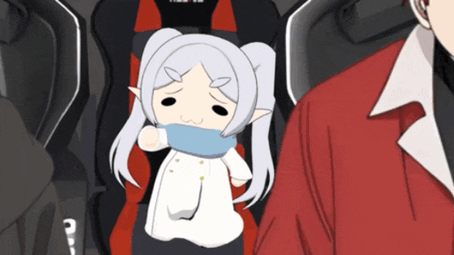 a cartoon character with a scarf around her neck