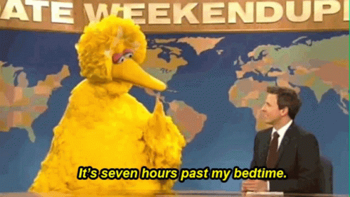 Big Bird Its Seven Hours Past My Bedtime GIF - Big Bird Its Seven Hours Past My Bedtime Bedtime GIFs