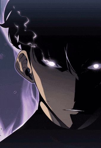 a drawing of a man with glowing eyes