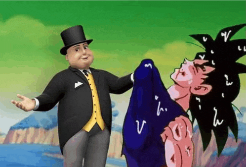 a man in a top hat is standing next to a man in a suit