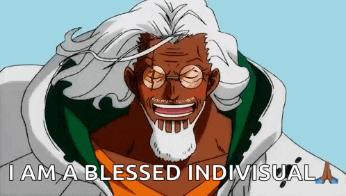 a cartoon of a man with glasses and a beard is saying `` i am a blessed individual '' .