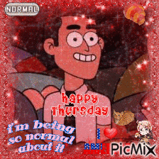 a picture of a cartoon character that says happy thursday on it