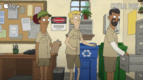 a cartoon scene from central park shows a danger sign on the wall