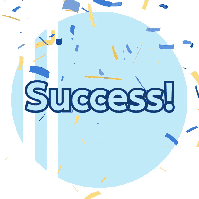 a car is surrounded by confetti and the word success is on the side