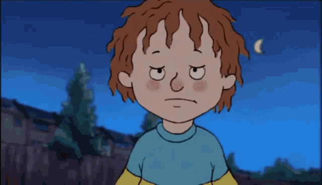 a cartoon of a boy making a funny face