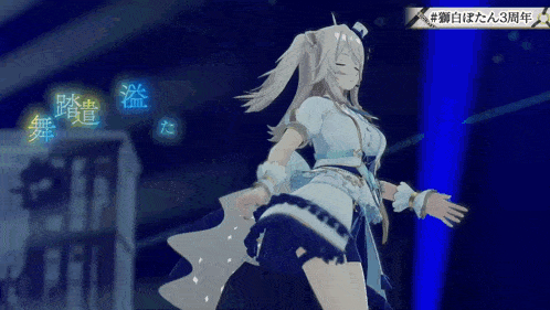 a video game character is dancing in front of a blue background