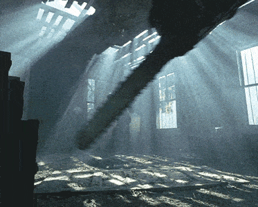 the sun shines through the windows of the building