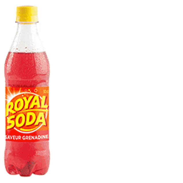 a bottle of royal soda is surrounded by bottles of different flavors