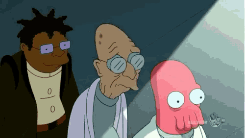 a group of cartoon characters are standing next to each other and one of them has a red head