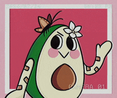 a cartoon of an avocado with a flower on its head and the date 2024/07/24