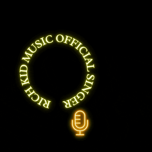 a logo for kid rich music official singer with a microphone in the middle