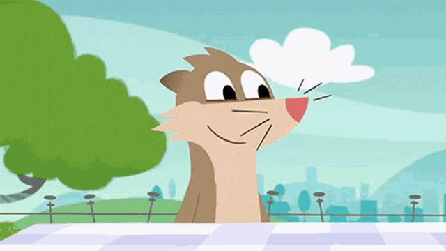 a cartoon squirrel with a cloud on its nose