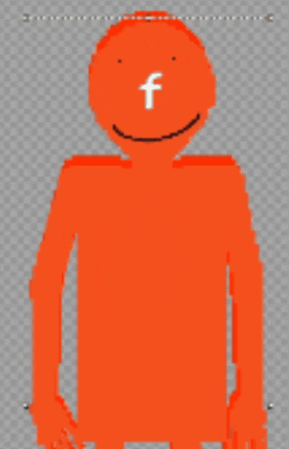 a pixel art drawing of a person with the letter f on their stomach