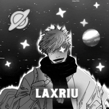 a black and white drawing of a person with the name laxriu