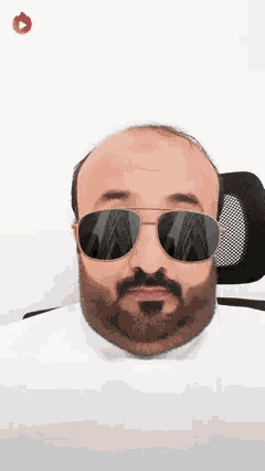 a bald man with a beard and sunglasses on