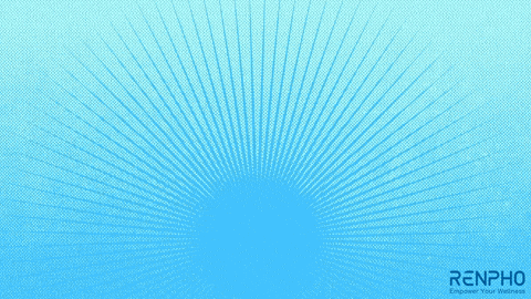 an advertisement for renpho precision health with a white headband on a blue background