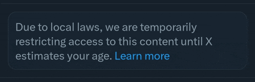 a screenshot of a message that says due to local laws we are temporarily restricting access to this content