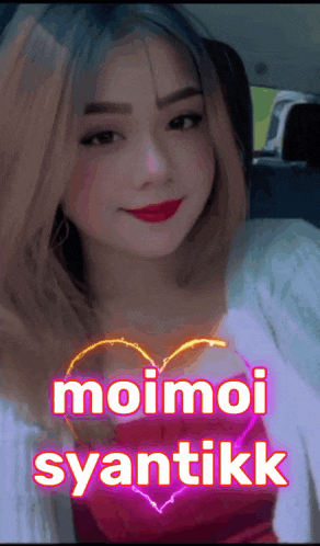 a picture of a woman with the words moimoi syantikk written on it
