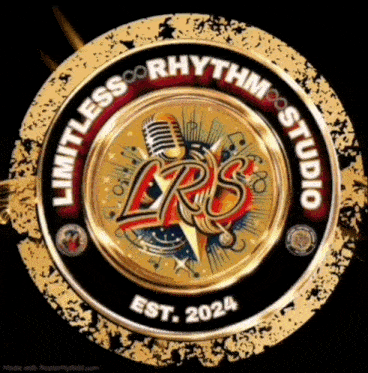 the logo for limitless rhythm studio shows a microphone and a star