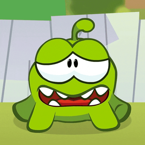a green cartoon character with a very large mouth