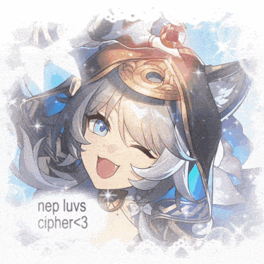 a picture of a girl with the words nep luvs cipher < 3